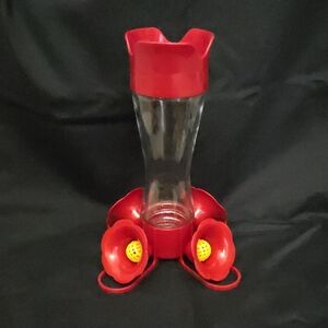 Red Hummingbird Feeder with Flower Design